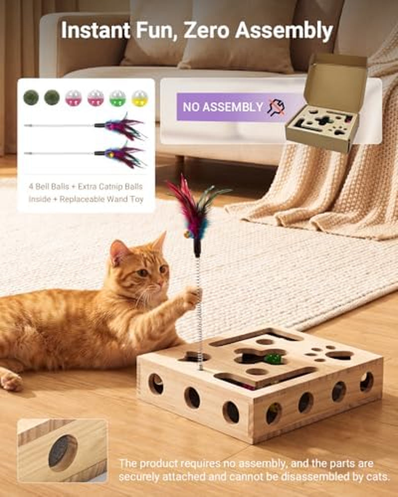 Ultimate Cat Toys Bundle for Indoor Cats - 2026 Upgraded Interactive Puzzle Feeder with Nail Care, Wand Toys, Catnip Ball & Bell Balls