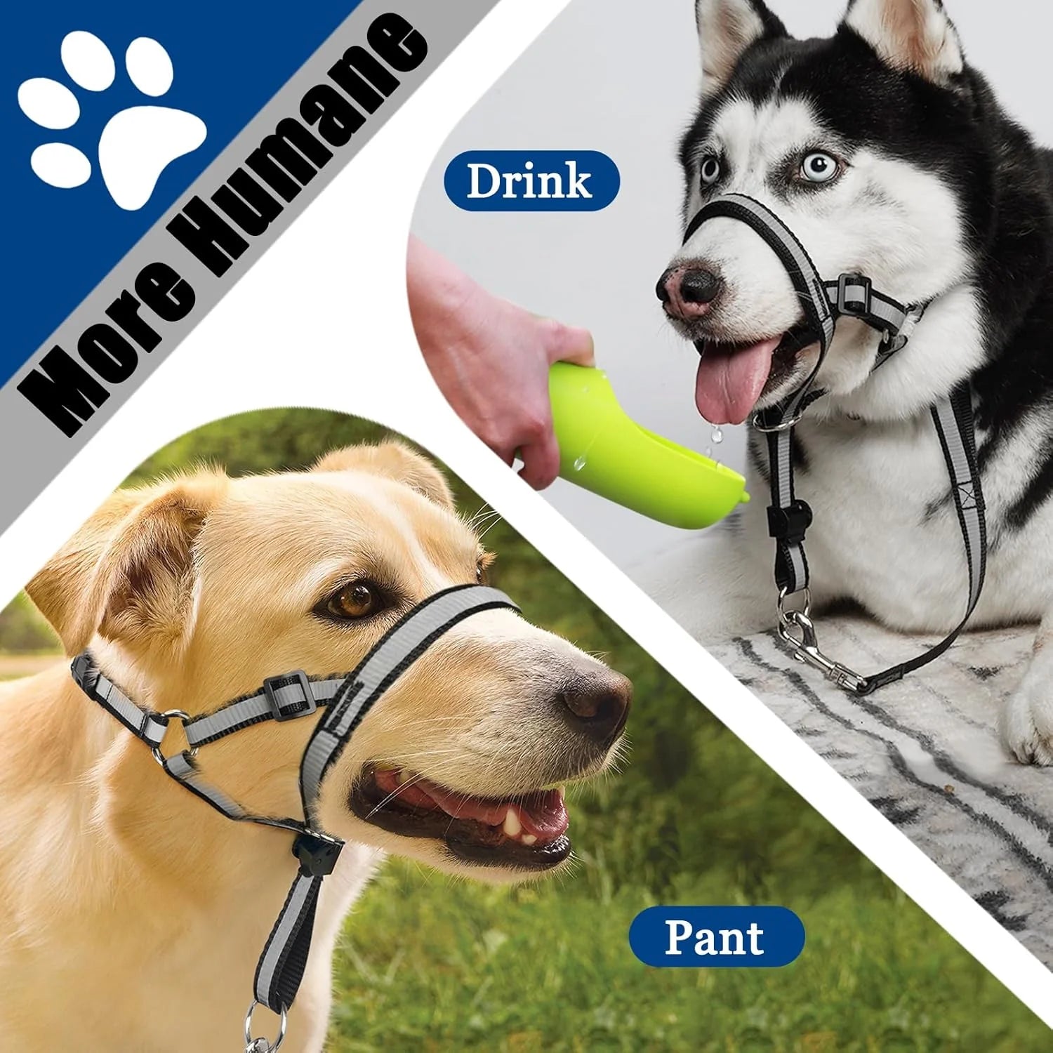 Ultimate No-Pull Reflective Head Collar for Large Dogs - Adjustable Soft Halter & Muzzle Leash for Easy Control on Walks
