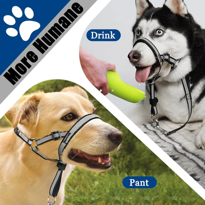 Ultimate No-Pull Reflective Head Collar for Large Dogs - Adjustable Soft Halter & Muzzle Leash for Easy Control on Walks