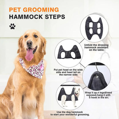 Portable Pet Grooming Hammock Harness for Dogs and Cats - Breathable Grooming Aid