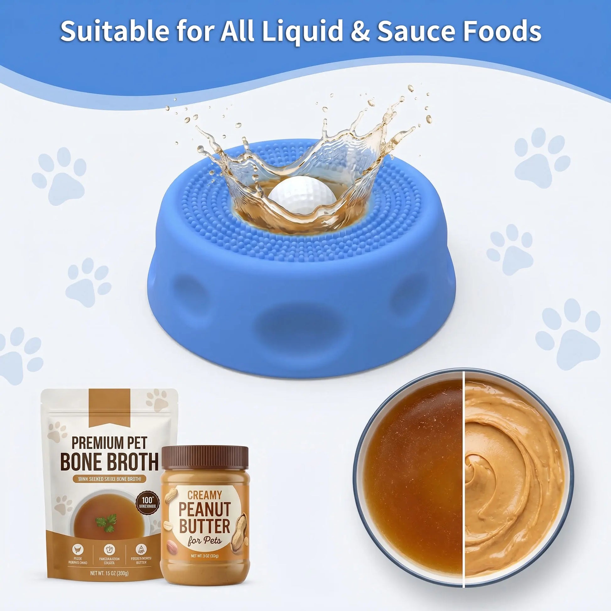 3-in-1 Calming Dog Lick Mat and Slow Feeder Bowl | Interactive Puzzle Toy with Rolling Ball
