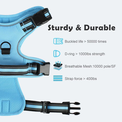 Ultimate Escape Proof Dog Harness & Leash Combo - No Pull Vest with Reflective Soft Padding & 5 Feet Leash (Large)