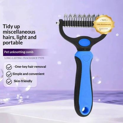 Pain-Free Dematting Undercoat Rake for Pets - Double-Sided Shedding Brush and Tangle Remover Tool for Dogs and Cats, Reducing Loose Hair and Mats Effectively