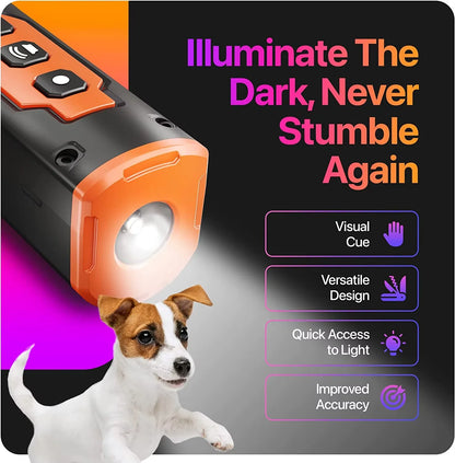 Ultimate Dog Bark Control Device - 6 Modes, 3X Ultrasonic Technology, 33 FT Range, Perfect for Indoor & Outdoor Use with Flashlight - Effective Dog Training Solution!