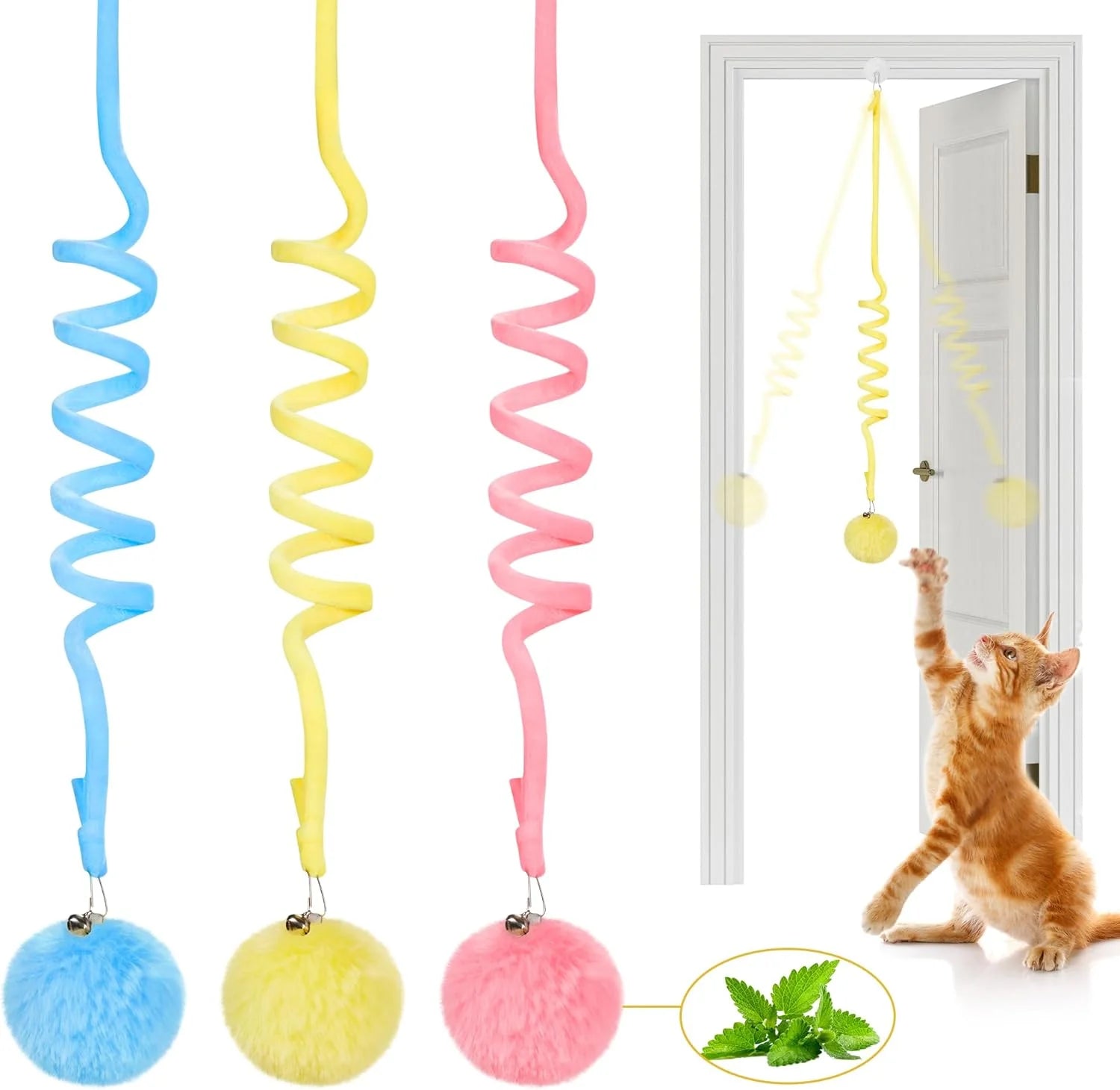 Interactive Hanging Catnip Ball Toys with Bell - 3 Pcs for Fun & Exercise!