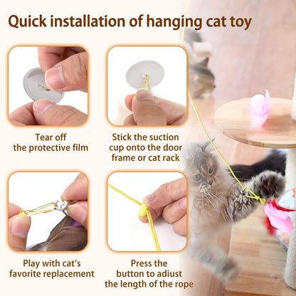 Interactive Flying Bird Cat Toy Set - 8 Durable Wand Replacements for Engaging Indoor Play!