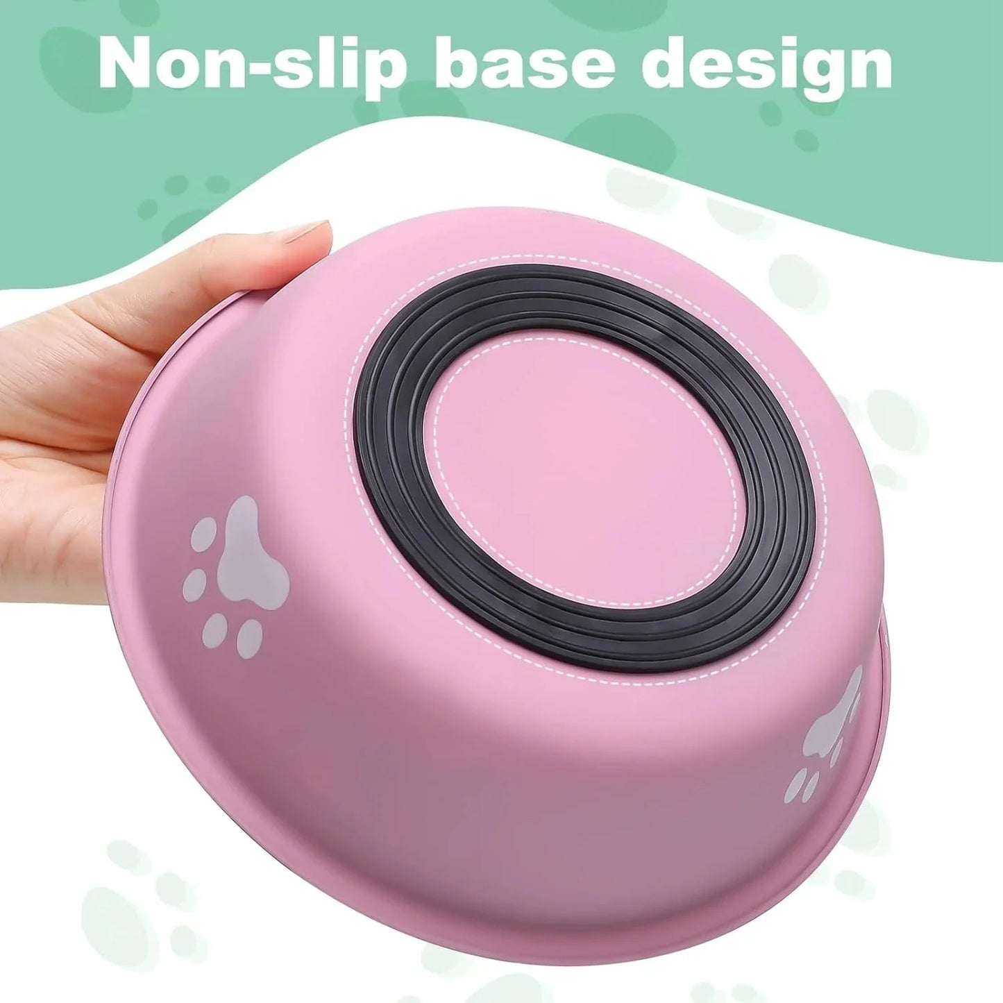 Premium Stainless Steel Dog Bowls with Non-Slip Silicone Base - Ideal Feeding Solution for Dogs and Cats!
