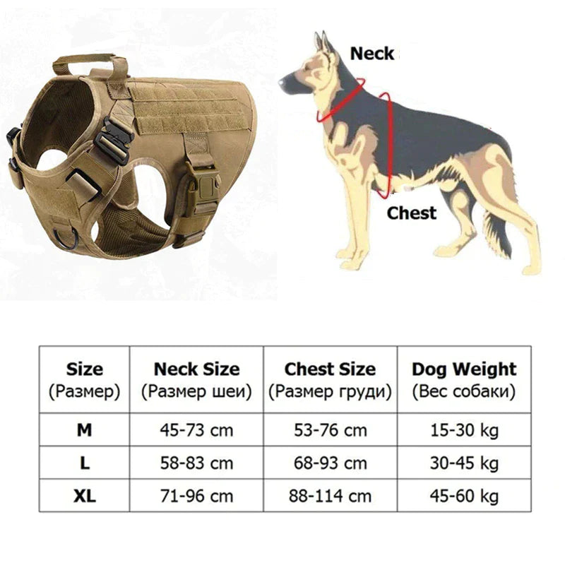 Durable MOLLE Tactical Dog Harness with Metal Buckle - Perfect for German Shepherds, Golden Retrievers, Labradors, and More!