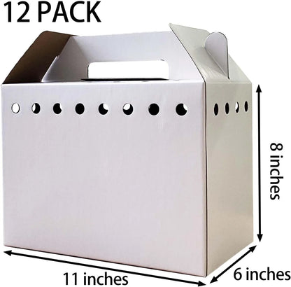 Eco-Friendly Disposable Cardboard Pet Carriers - 12 Pack for Small Animals, Hamsters, Gerbils, Birds, and Reptiles