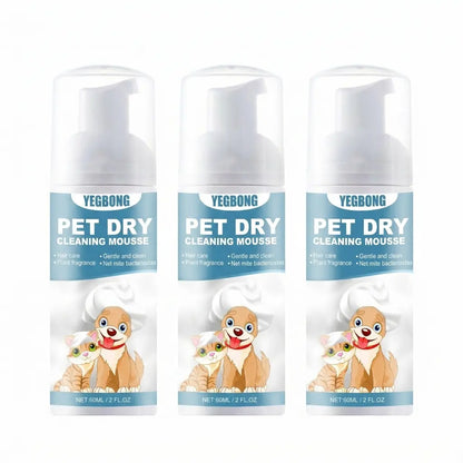 Pet Dry Wash Foam Shampoo for Kittens and Dogs - Rinse-Free Formula, Odor Eliminator, Coat Smoother, and Fur Cleanser