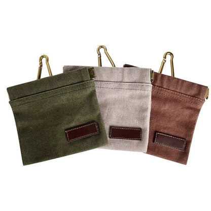 Premium Portable Pet Treat Bag - Sturdy Canvas Pouch with Carabiner for Dogs & Cats