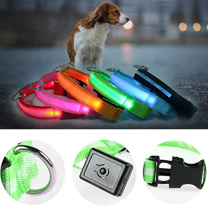 Illuminate Your Pet's Safety with the LED Adjustable Dog Collar - Blinking, Flashing, Waterproof, and Stylish!