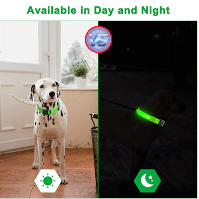 Illuminate Your Pet's Safety with the LED Adjustable Dog Collar - Blinking, Flashing, Waterproof, and Stylish!