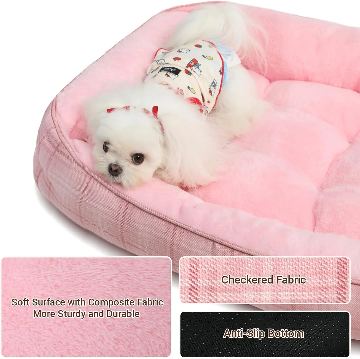 Cozy Orthopedic Dog Bed for Small & Medium Pets - Durable, Washable Cuddler with Anti-Slip Bottom (Pink)