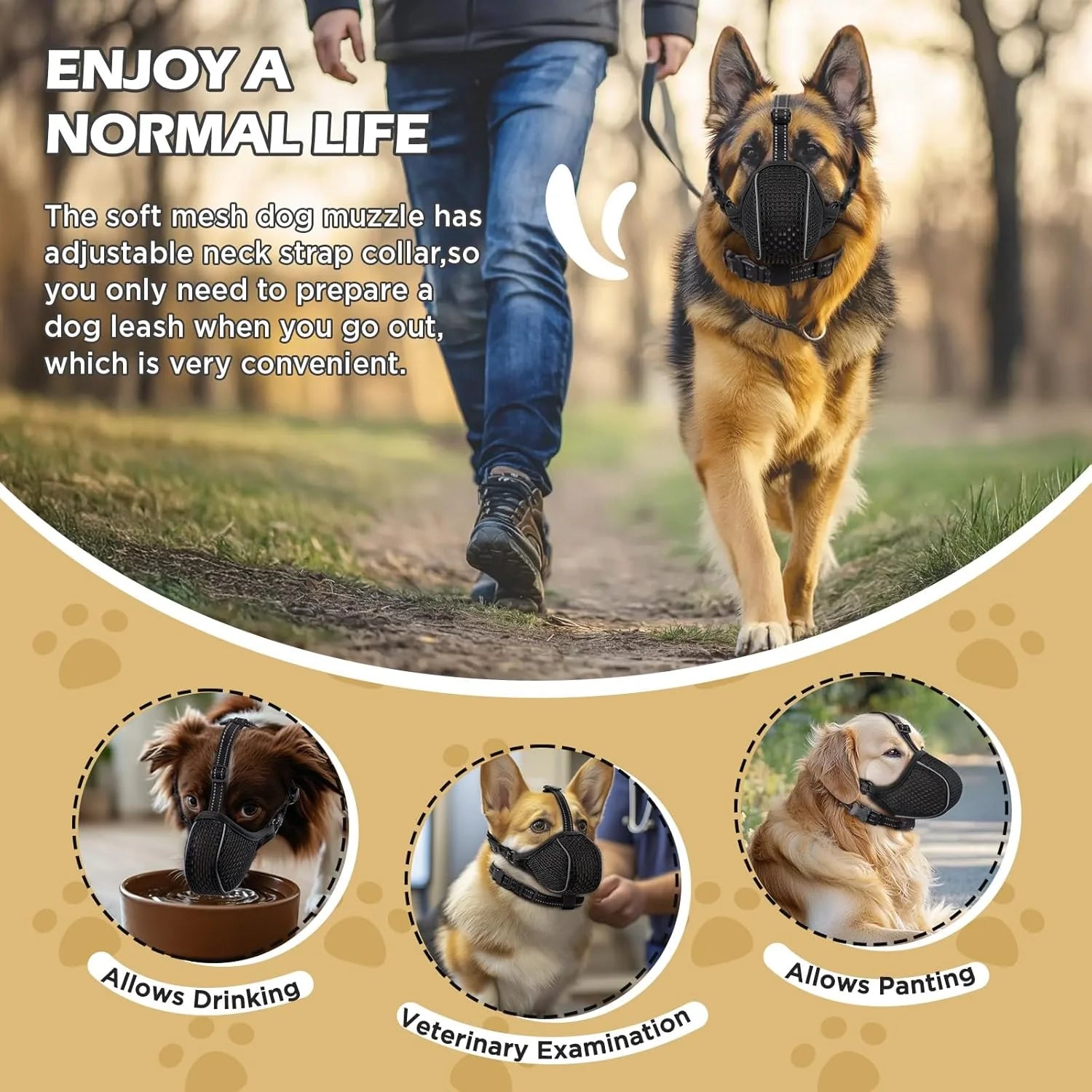 Ultimate Soft Nylon Dog Muzzle - Adjustable, Breathable & Reflective Design for Safe Biting, Barking & Chewing Control - Perfect for Small to Large Dogs, Allows Panting & Drinking