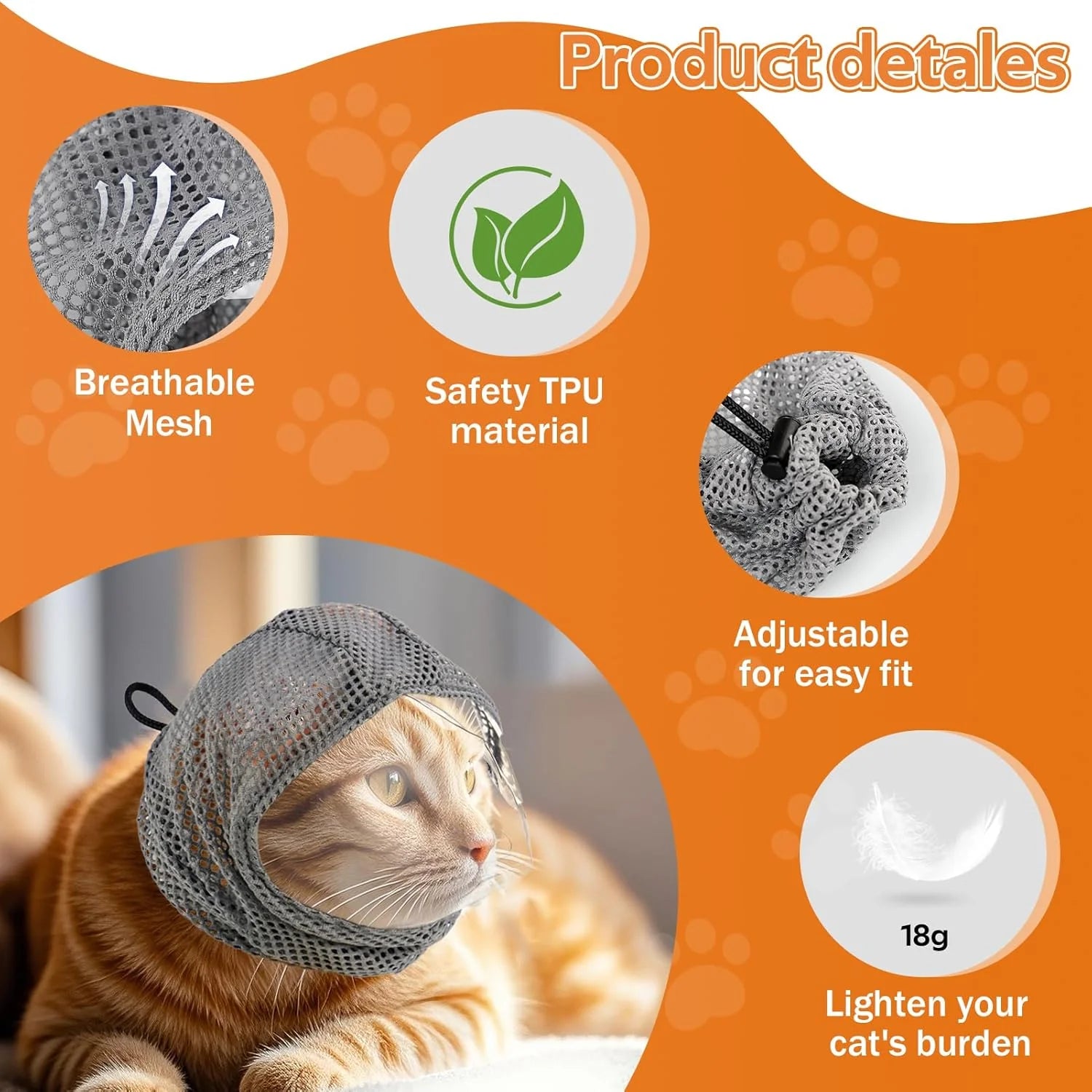 Adjustable Cat Muzzle & Anti-Scratch Gloves Set for Safe Grooming, Nail Trimming, and Vet Visits - Breathable TPU Design