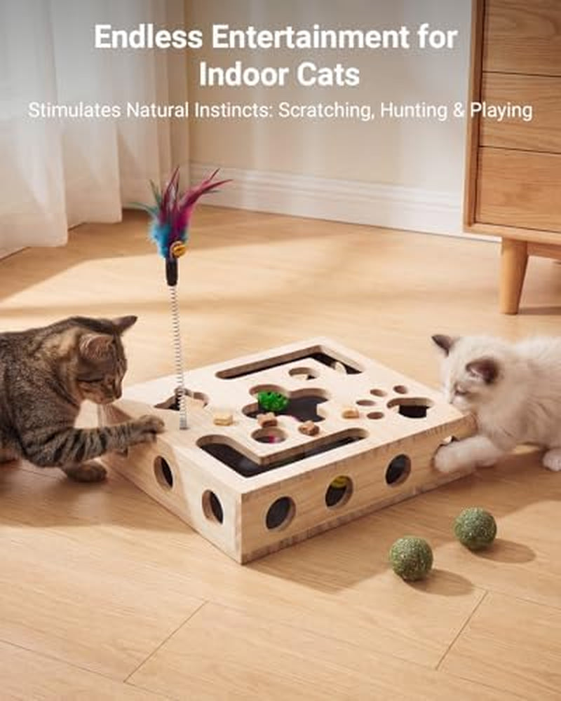 Ultimate Cat Toys Bundle for Indoor Cats - 2026 Upgraded Interactive Puzzle Feeder with Nail Care, Wand Toys, Catnip Ball & Bell Balls