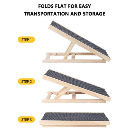 Adjustable Portable Pet Ramp for Small Dogs and Cats - Folding Design for Couch, Bed, and Car Use