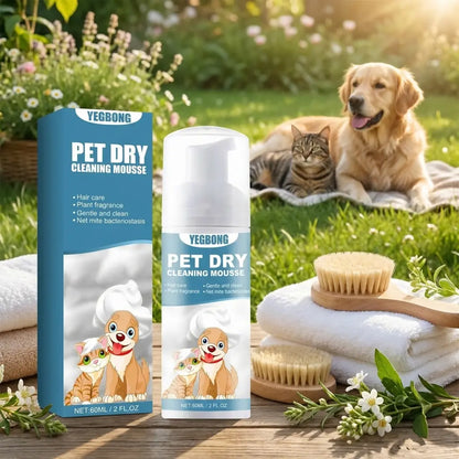 Pet Dry Wash Foam Shampoo for Kittens and Dogs - Rinse-Free Formula, Odor Eliminator, Coat Smoother, and Fur Cleanser