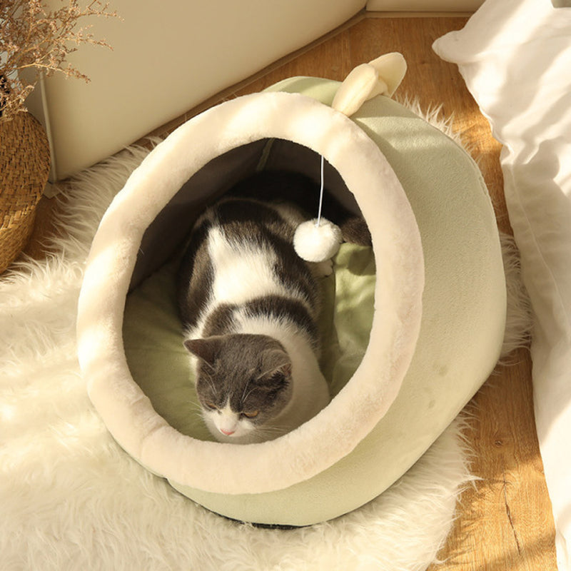 Premium Cozy Cat Bed and Pet Basket - Soft Washable Lounger for Kittens and Small Dogs