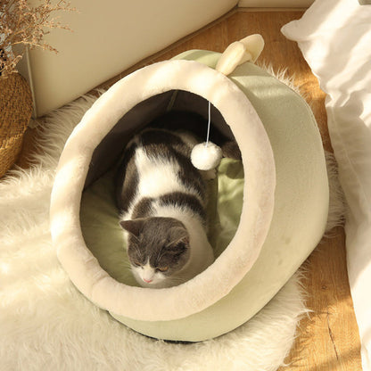 Premium Cozy Cat Bed and Pet Basket - Soft Washable Lounger for Kittens and Small Dogs