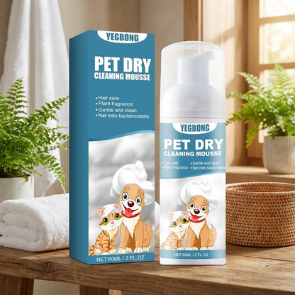 Pet Dry Wash Foam Shampoo for Kittens and Dogs - Rinse-Free Formula, Odor Eliminator, Coat Smoother, and Fur Cleanser