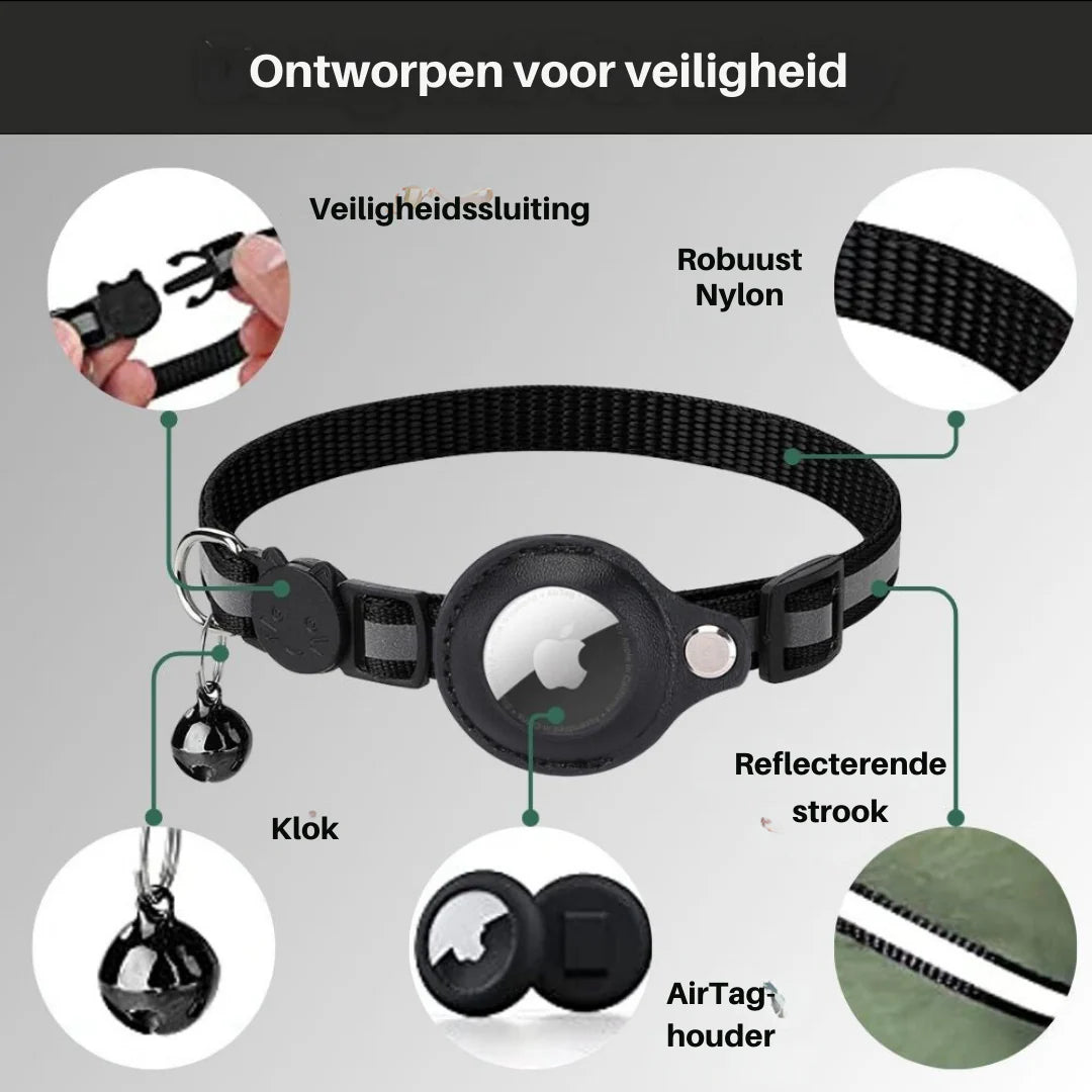 GPS Tracking Collar for Cats with Quick-Release Fastener and Enhanced Nighttime Visibility Reflective Design