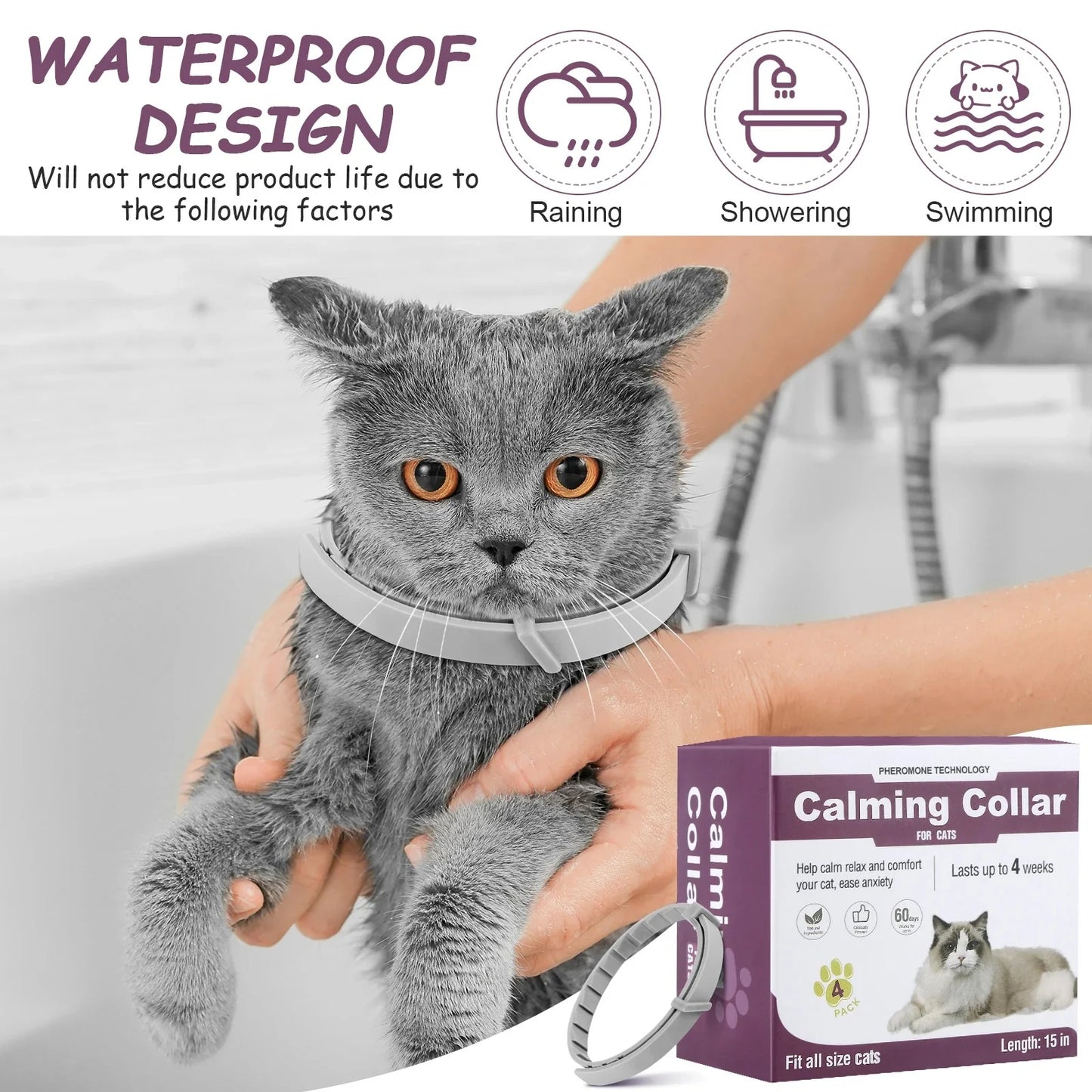 Ultimate Pet Calming Collar Set - Adjustable Anxiety Relief for Cats & Dogs (4 Pcs) - Natural Pheromone Soothing Solution