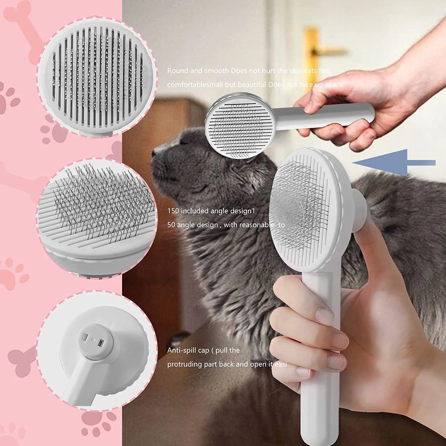 Ultimate Cat Grooming Brush - Effortlessly Remove Loose Fur & Tangles for Happy, Healthy Pets!