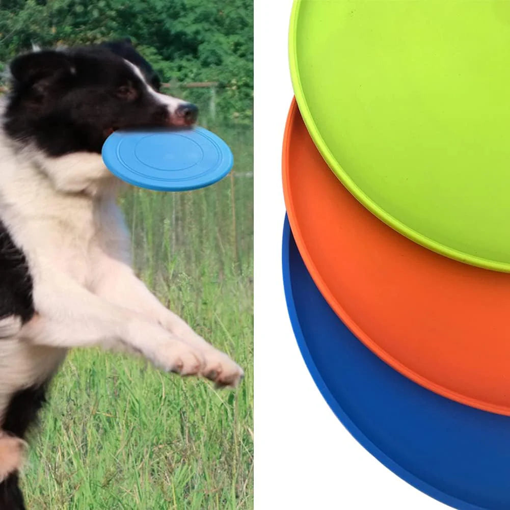 Ultimate Dog Flying Disc Set - 3 Soft Rubber Interactive Flyers for All Dog Sizes, Water-Friendly & Gentle on Teeth