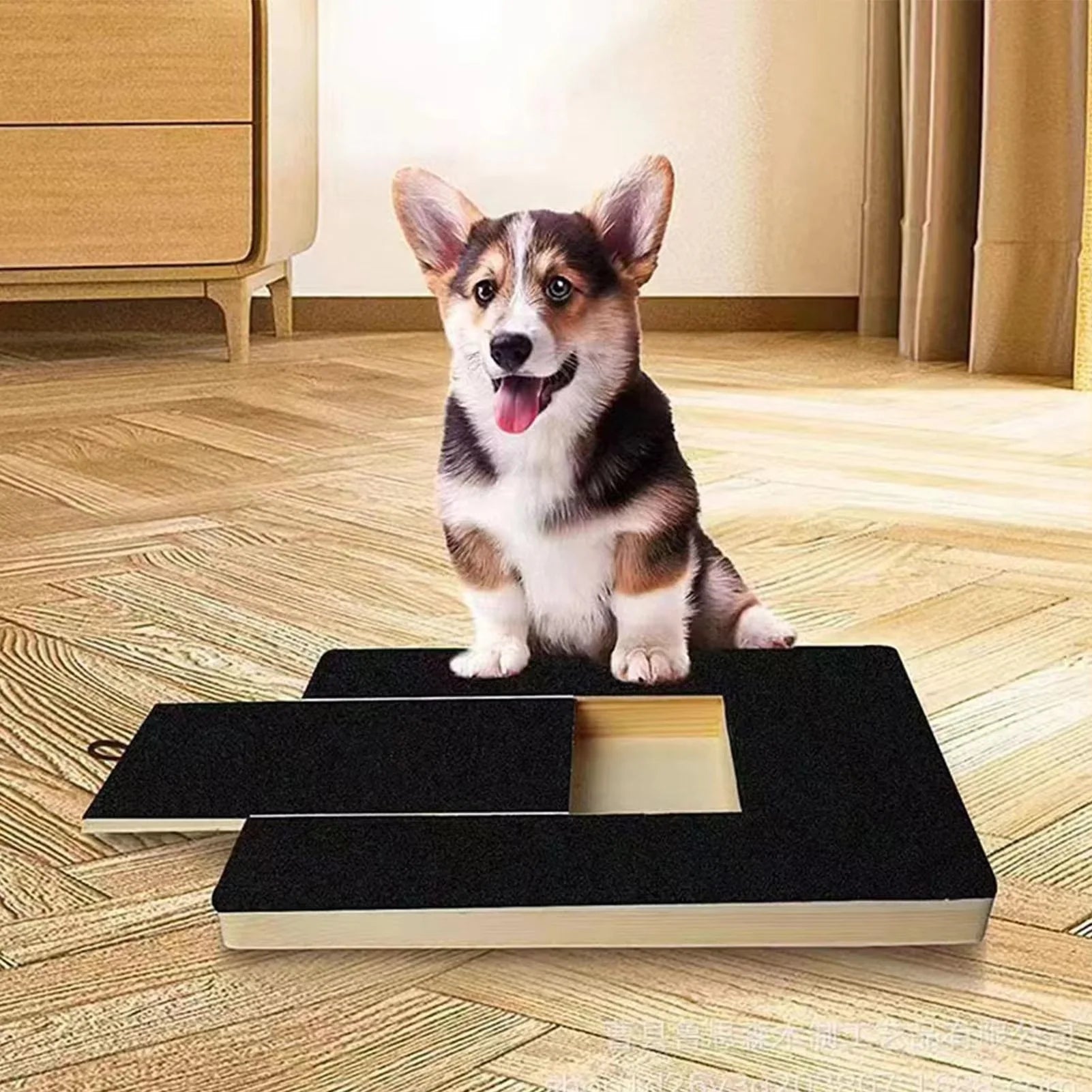 Stress-Free Dog Nail Scratch Board with Treat Drawer - Wooden Grooming Pad for All Breeds