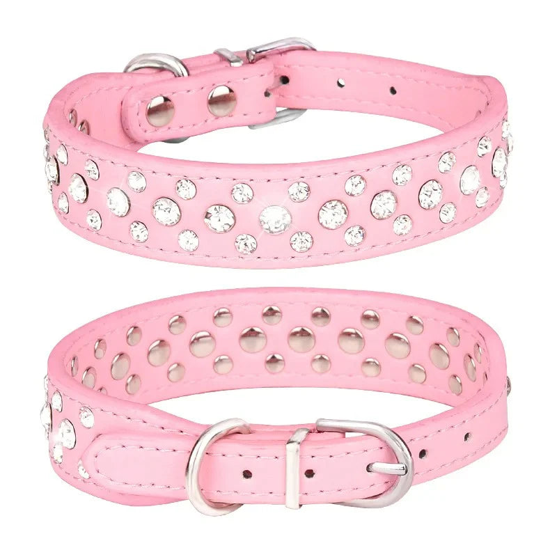 Sparkling Rhinestone Pet Collars for Small Dogs and Cats - Adjustable and Secure to Keep Your Pets Safe!