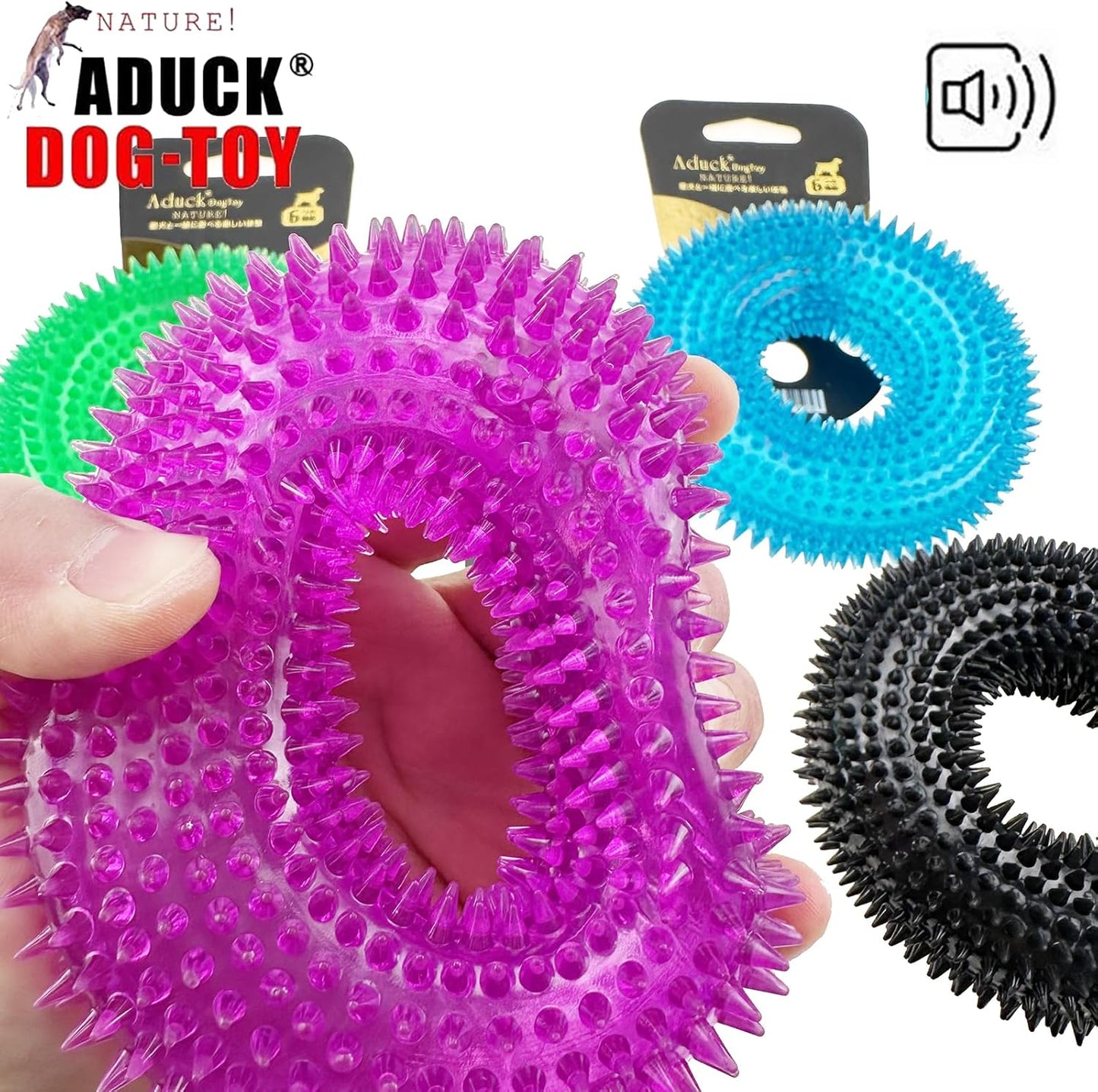 Durable Dog Squeaky Chew Toy - Donut Ring Design, Perfect for Aggressive Chewers of All Sizes, Ideal for Indoor & Outdoor Play, Soft Natural Rubber, 4.92 Inch, Available in Crystal Blue & Crystal Purple