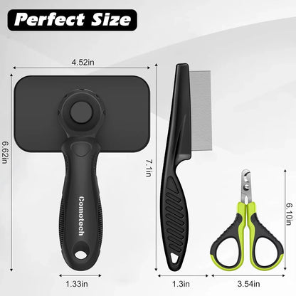 Essential 3PCS Cat Grooming Kit: Brush, Nail Clipper, and Flea Comb for Indoor Cats