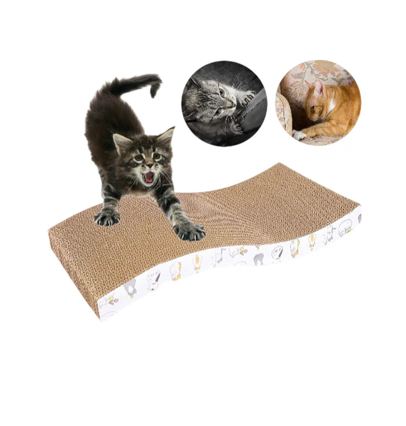 3-Pack Eco-Friendly Cat Scratching Pads - Durable Corrugated Loungers & Furniture Protectors