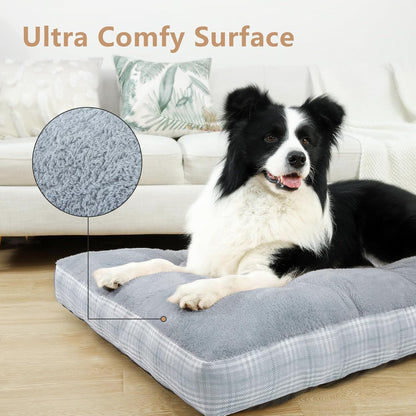 Washable Large Dog Bed with Anti-Slip Bottom - Premium Foam Pet Pad for Crates, Suitable for Large, Medium, and Small Dogs (Grey)