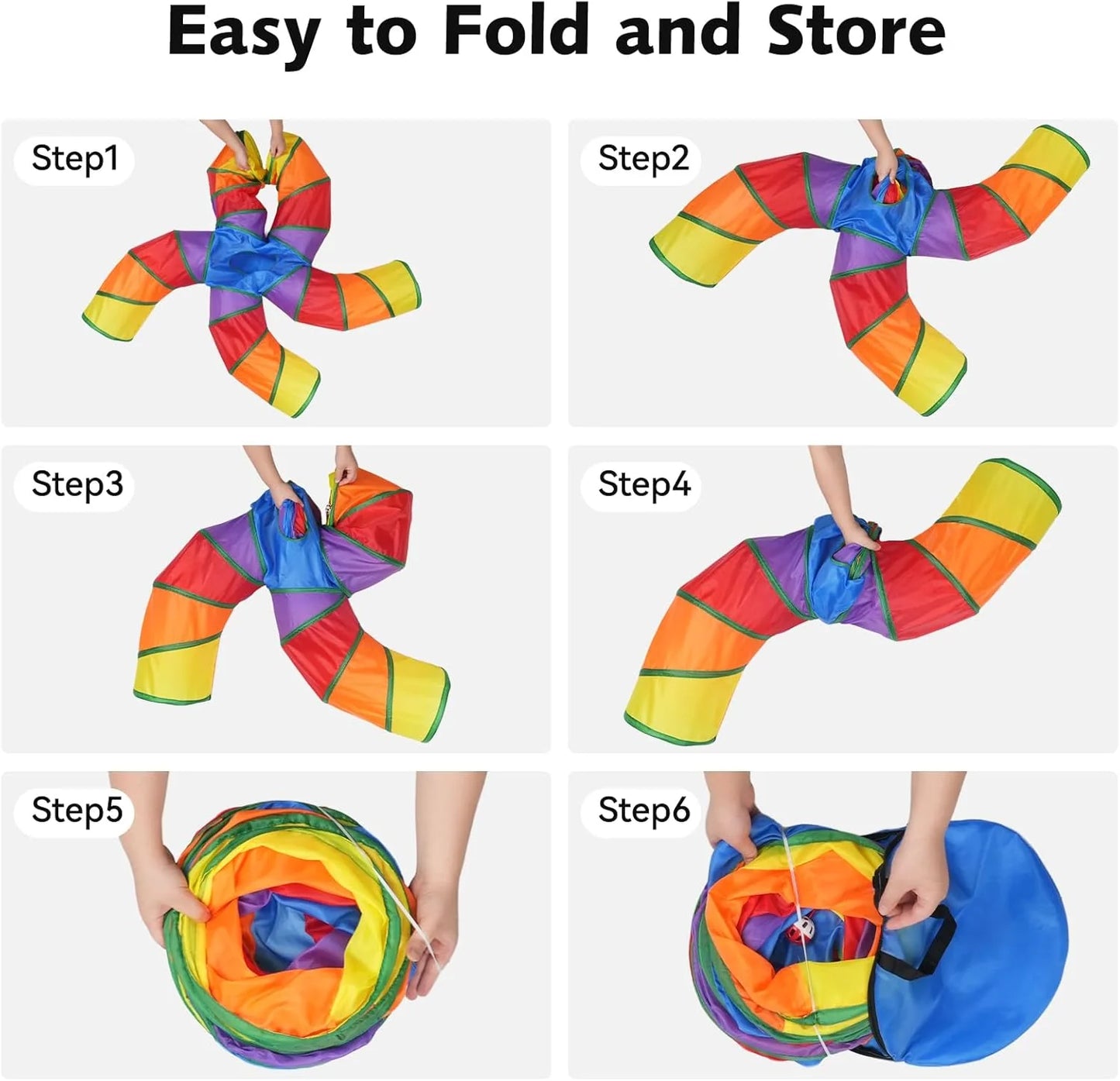 Rainbow Cat Tunnel with Play Ball & Toy Mouse - Collapsible S-Shape Interactive Tube for Cats, Kittens, Rabbits & Puppies - Perfect Christmas Gift!
