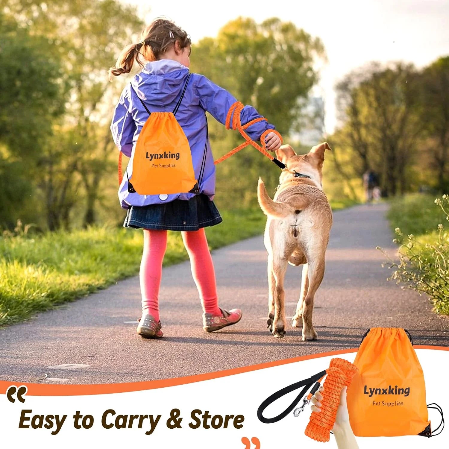 Heavy Duty Check Cord Dog Leash - Comfortable Handle Long Lead for Training & Tracking, Available in 10Ft, 15Ft, 30Ft, 50Ft for All Dog Sizes