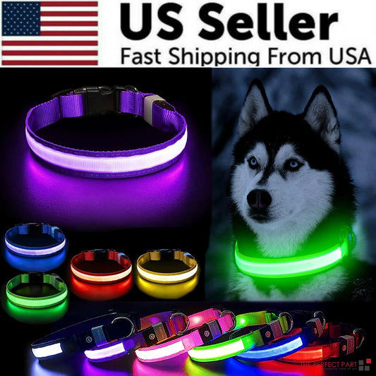 Illuminate Your Pet's Safety with the LED Adjustable Dog Collar - Blinking, Flashing, Waterproof, and Stylish!