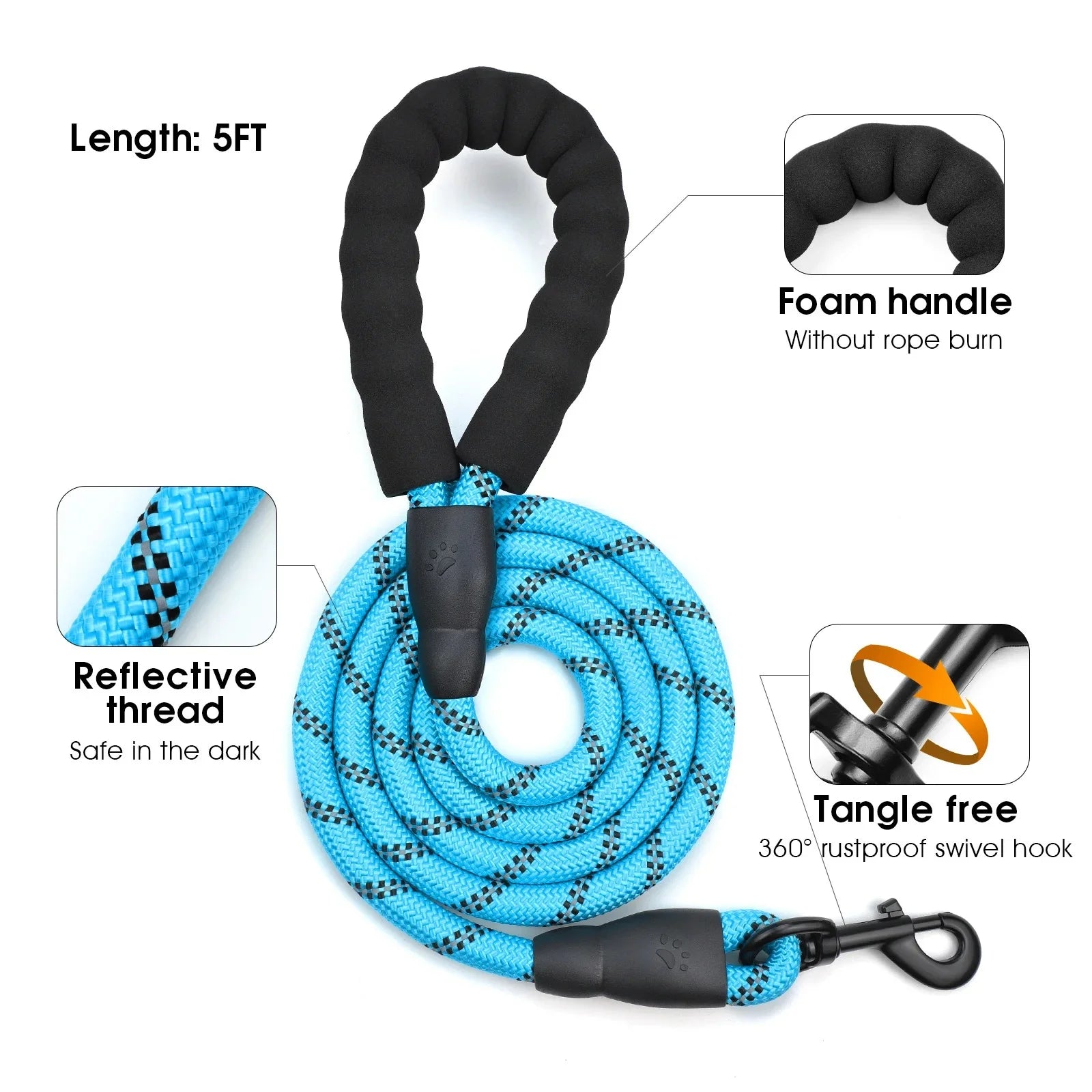 Ultimate Escape Proof Dog Harness & Leash Combo - No Pull Vest with Reflective Soft Padding & 5 Feet Leash (Large)