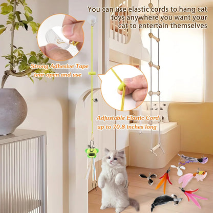 Interactive Flying Bird Cat Toy Set - 8 Durable Wand Replacements for Engaging Indoor Play!