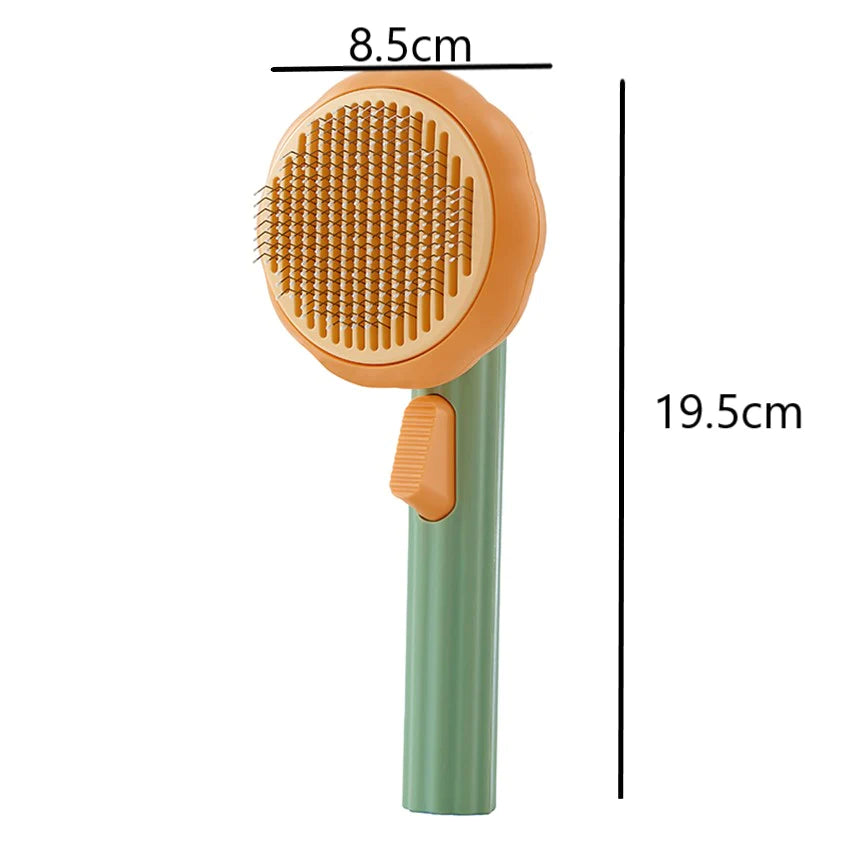 Pumpkin Cat Grooming Brush - Effortlessly Remove Loose Fur & Tangles with Self-Cleaning Design