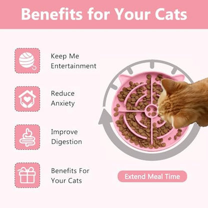 Interactive Silicone Slow Feeder Cat Bowls - 2 Pack for Healthy Eating & Fun Training, Perfect for Puppies and Kittens!