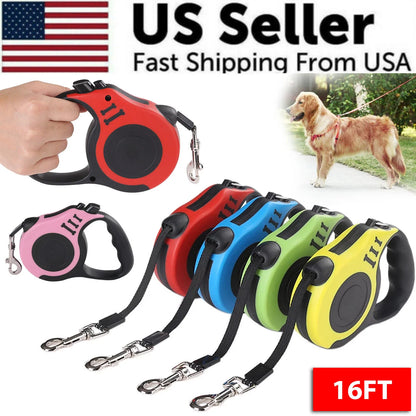 16.5FT Automatic Retractable Dog Leash with Collar for Effortless Walking - Free Shipping in the US
