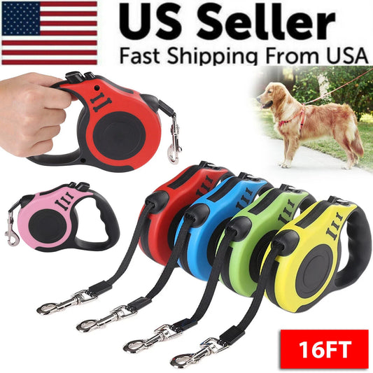 16.5FT Automatic Retractable Dog Leash with Collar for Effortless Walking - Free Shipping in the US