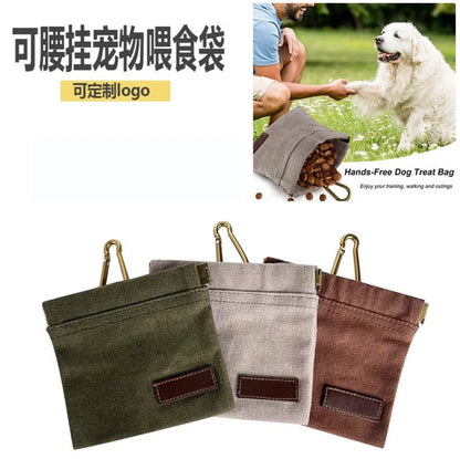 Premium Portable Pet Treat Bag - Sturdy Canvas Pouch with Carabiner for Dogs & Cats