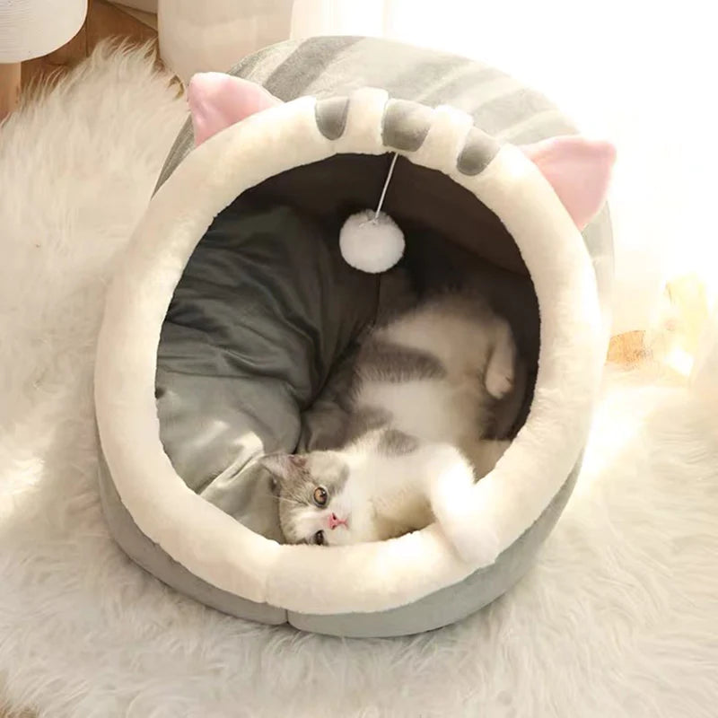 Premium Cozy Cat Bed and Pet Basket - Soft Washable Lounger for Kittens and Small Dogs