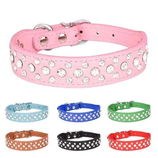 Sparkling Rhinestone Pet Collars for Small Dogs and Cats - Adjustable and Secure to Keep Your Pets Safe!
