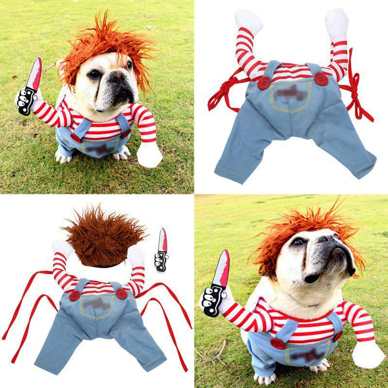 Humorous Dog Costumes for Halloween - Comical Outfits Featuring Knife Set for Pets - Ideal for Festivals and Parties