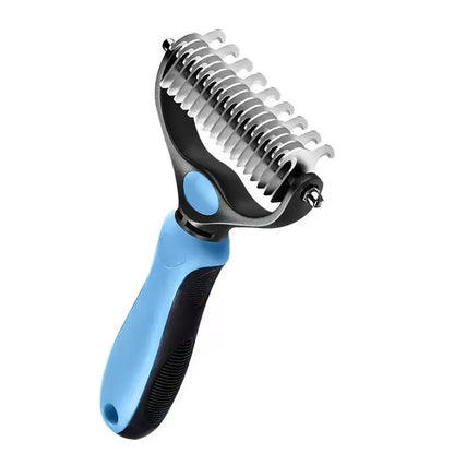 Pain-Free Dematting Undercoat Rake for Pets - Double-Sided Shedding Brush and Tangle Remover Tool for Dogs and Cats, Reducing Loose Hair and Mats Effectively